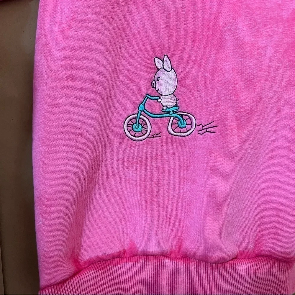 Natasha Zinko Sweat Set Embroidered Pig Elephant Sweatshirt Joggers Pink Size XS - Picture 5 of 16